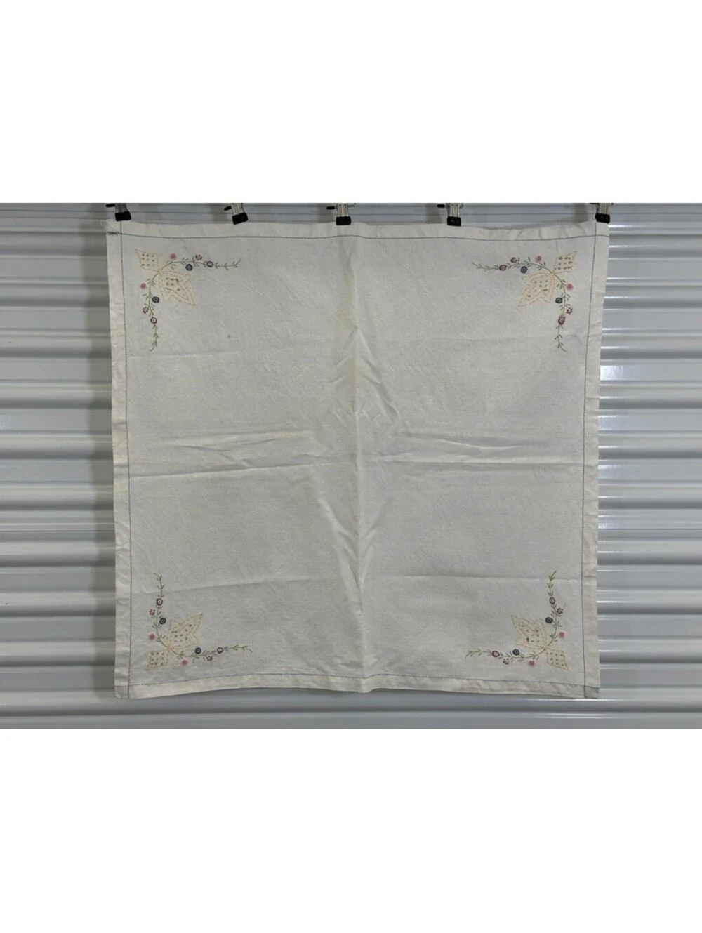 Hand Embroidered Flowers Floral Card Table Tablecloth Topper 29